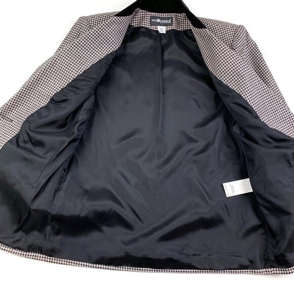 Sag Harbor 90's Vintage Houndstooth Wool Blend Blazer With Velvet Collar SZ 6P - Picture 5 of 9